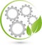 Leaves and gear wheel, IT services and Internet logo