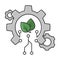 Leaves and gears icon. Agriculture technology icon.