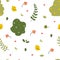 Leaves, grass children's pattern, Vector nature graphic background. Floral motif.