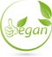 Leaves and hand, nature and vegan logo