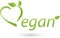 Leaves and heart, vegan sign, vegan and nature logo