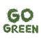 Leaves letters forming `Go Green`.