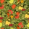 Leaves vegetables and fruits seamless pattern