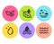 Leaves, Water drop and Leaf dew icons set. Travel sea, Water splash and Waves signs. Grow plant, Crystal aqua. Vector