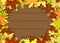 Leaves wooden board frame vector