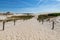 Leba, Pomeranian Voivodeship / Poland - July 14, 2019: Large sand dunes in Central Europe. A spit between the Baltic Sea and the