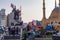 Lebanese cover Martyr`s Statue with flags during protests