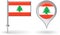 Lebanese pin icon and map pointer flag. Vector