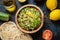 Lebanese tabbouleh salad with bulgur, parsley, tomato and cucmber