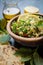 Lebanese tabbouleh salad with bulgur, parsley, tomato and cucmber