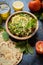 Lebanese tabbouleh salad with bulgur, parsley, tomato and cucmber