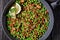 Lebanese warm lentil and peas salad with bacon