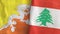 Lebanon and Bhutan two flags textile cloth 3D rendering