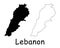 Lebanon Country Map. Black silhouette and outline isolated on white background. EPS Vector