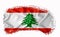 Lebanon flag, brush stroke, typography, lettering, logo, label, banner on a white background