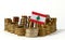Lebanon flag with stack of money coins
