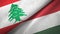 Lebanon and Hungary two flags textile cloth, fabric texture