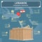 Lebanon landmark architecture. Statistical data in infographic