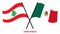 Lebanon and Mexico Flags Crossed And Waving Flat Style. Official Proportion. Correct Colors
