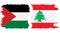 Lebanon and Palestine grunge flags connection vector