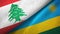 Lebanon and Rwanda two flags textile cloth, fabric texture