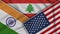 Lebanon United States of America India Flags Together Fabric Texture Illustration