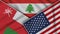 Lebanon United States of America Oman Flags Together Fabric Texture Illustration