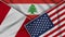 Lebanon United States of America Peru Flags Together Fabric Texture Illustration