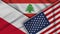 Lebanon United States of America Poland Flags Together Fabric Texture Illustration