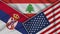 Lebanon United States of America Serbia Flags Together Fabric Texture Illustration