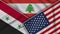 Lebanon United States of America Syria Flags Together Fabric Texture Illustration