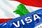 Lebanon visa document close up. Passport visa on Lebanon flag. Lebanon visitor visa in passport,3D rendering. Lebanon multi