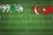 Lebanon vs Turkey Soccer Match, national colors, national flags, soccer field, football game, Copy space