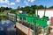 Lebien, Pomeranian Voivodeship / Poland - July 11, 2019: Small hydroelectric power plant in Central Europe. A dam on a small river