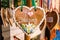 Lebkuchenherz gingerbread heart `I love Salzburg` for sale in a shop in the old town of Salzburg, Austria