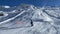 Lech, Austria - December 3, 2023: Skiers going down at the Austrian Alps in Lech Ski resourt.