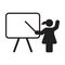 Lecturer icon vector female teacher person with white board symbol in a flat color glyph pictogram