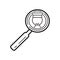 Lecturer icon vector. Online search symbol. Business presentation in outline style. Magnifying glass with presenter, teacher sign