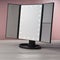 LED black vanity make up mirror on white wooden table and pink background