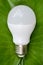 LED bulb on the green leaf for concept of Eco friendly technology