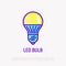 Led bulb thin line icon. Modern vector illustration of diode lamp
