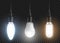 Led bulbs set. Glowing lamps, modern lightbulbs