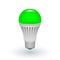 LED green economical light bulb on a white background. Save energy lamp.