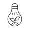 Led grow light logo. Black creative illustration of lightbulb with sprout inside. Line art icon of hydroponics. Contour isolated