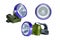 LED Headlamp isolated. The small flashlight with straps for head