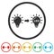 Led and usual light bulbs ring icon color set