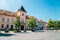 Lednice Municipal office and bus station square in Lednice, Czech Republic