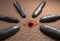 Leech worms target on blood drop on human skin 3d illustration