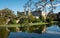 Leeds Castle near Maidstone, Kent UK. Castle is reflected in the lake. Photographed on a crisp, clear day in autumn.