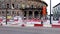 The Leeds City Centre showing the Leeds building known as the Leeds Corn Exchange with major road works happening outside the